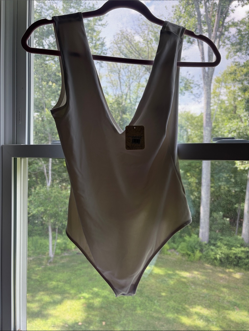 Free people White Scoop-Back One-Piece bodysuit- XS